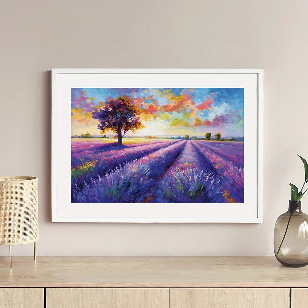 Colourful Lavender Field Framed Art Print Colourful Lavender Field Framed Art Print wall art product Leon Devenice