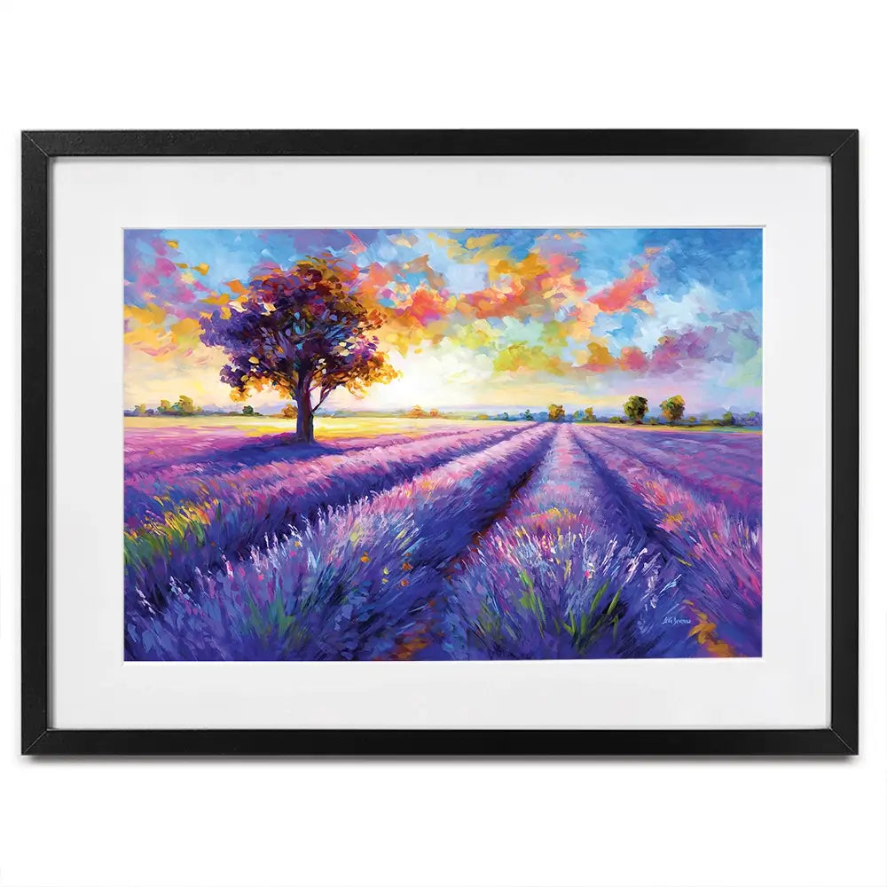 Colourful Lavender Field Framed Art Print Colourful Lavender Field Framed Art Print wall art product Leon Devenice