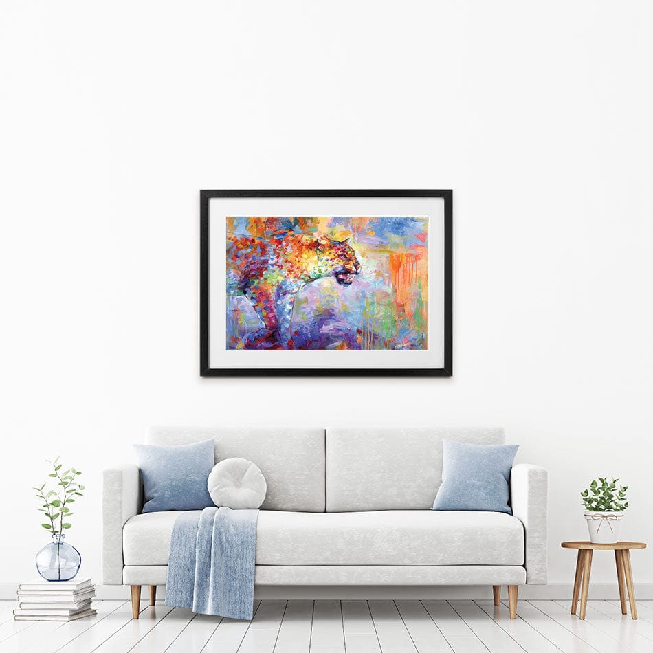 Colourful Leopard Framed Art Print wall art product Leon Devenice