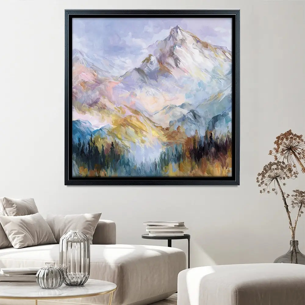 Colourful Mountain Impressions Square Canvas Print Colourful Mountain Impressions Square Canvas Print wall art product Leon Devenice