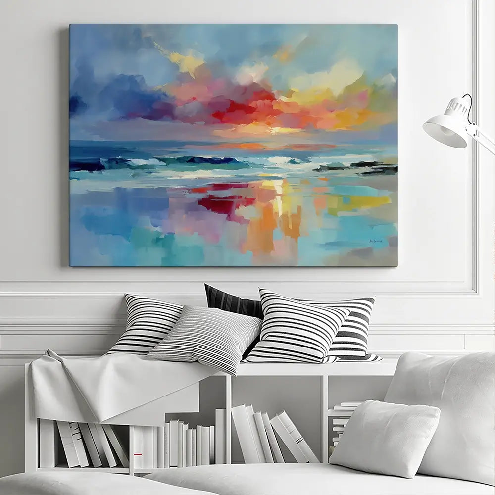 Colourful Ocean Shore Canvas Print Colourful Ocean Shore Canvas Print wall art product Leon Devenice