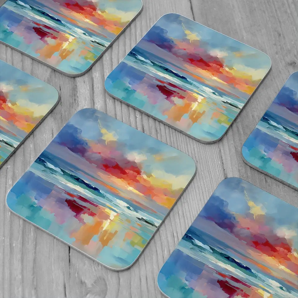 Colourful Ocean Shore Coaster Set Colourful Ocean Shore Coaster Set wall art product Leon Devenice