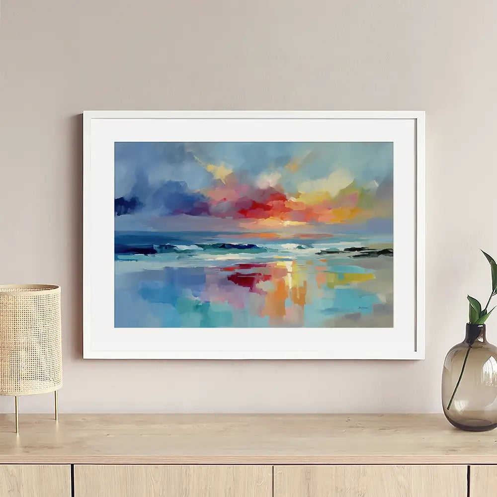 Colourful Ocean Shore Framed Art Print Colourful Ocean Shore Framed Art Print wall art product Leon Devenice