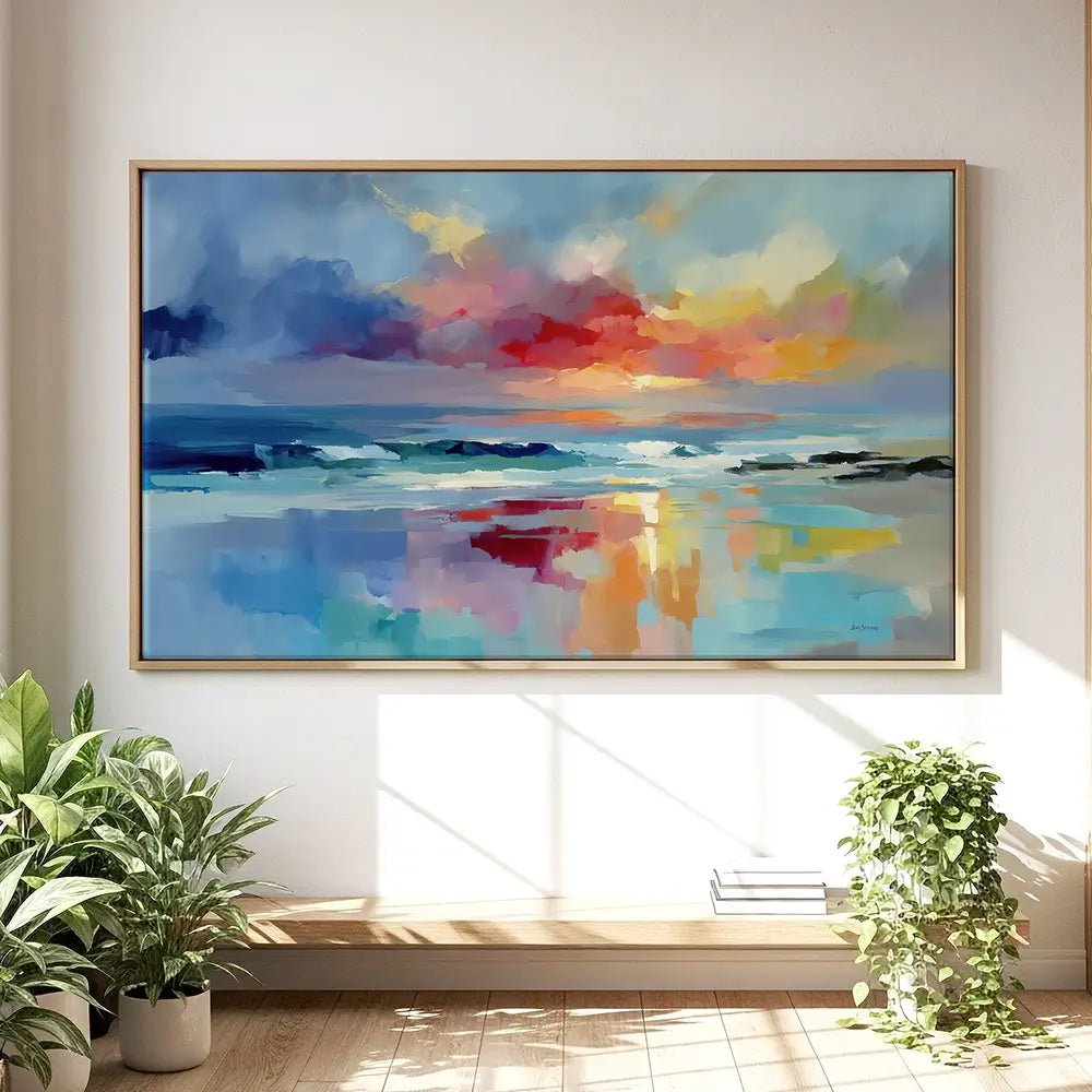 Colourful Ocean Shore Oversized Canvas Print Colourful Ocean Shore Oversized Canvas Print wall art product Leon Devenice