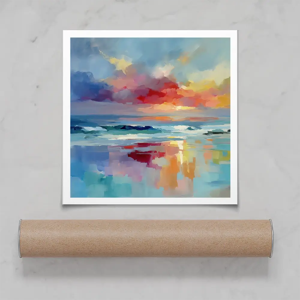Colourful Ocean Shore Square Art Print Colourful Ocean Shore Square Art Print wall art product Leon Devenice