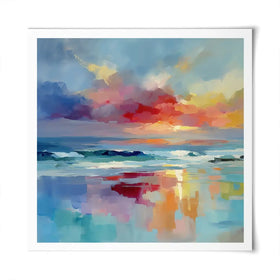 Colourful Ocean Shore Square Art Print Colourful Ocean Shore Square Art Print wall art product Leon Devenice