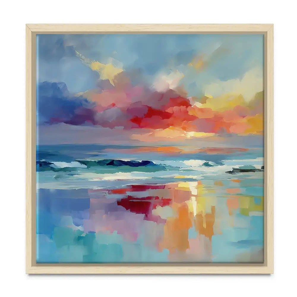 Colourful Ocean Shore Square Canvas Print Colourful Ocean Shore Square Canvas Print wall art product Leon Devenice