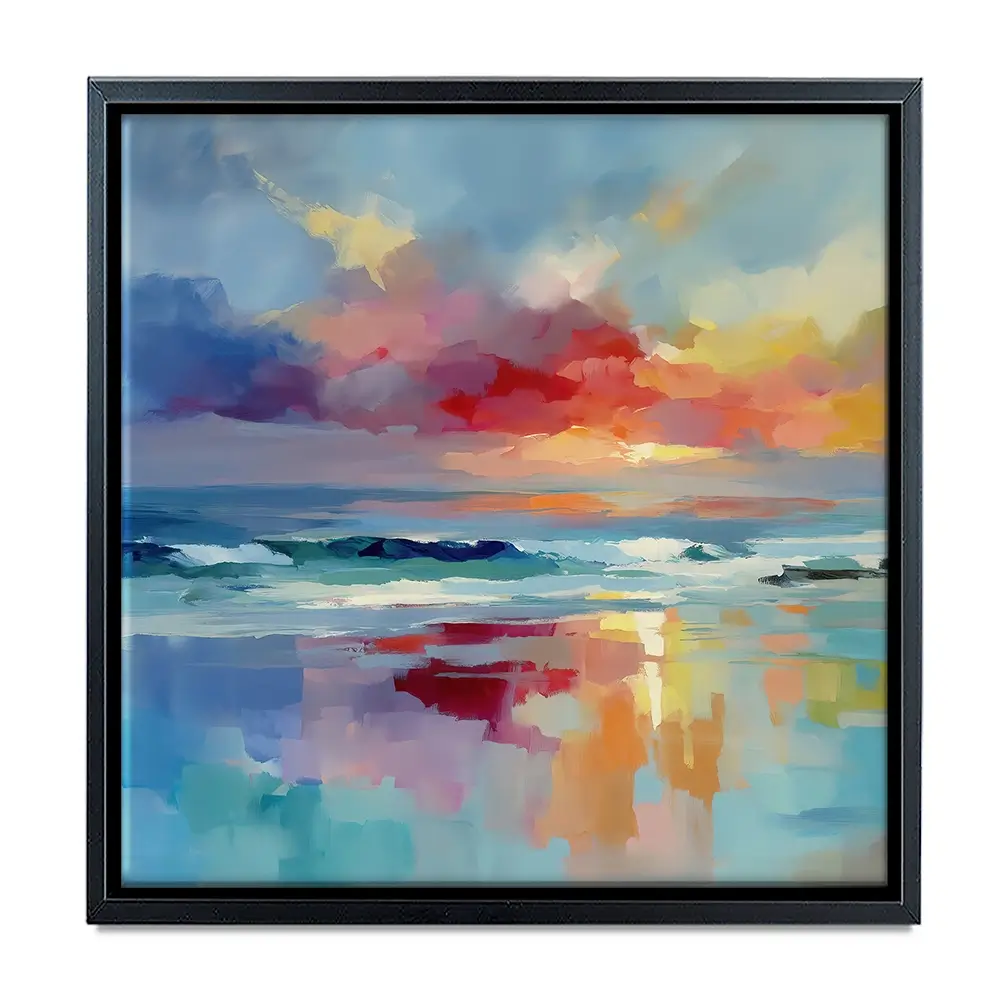 Colourful Ocean Shore Square Canvas Print Colourful Ocean Shore Square Canvas Print wall art product Leon Devenice