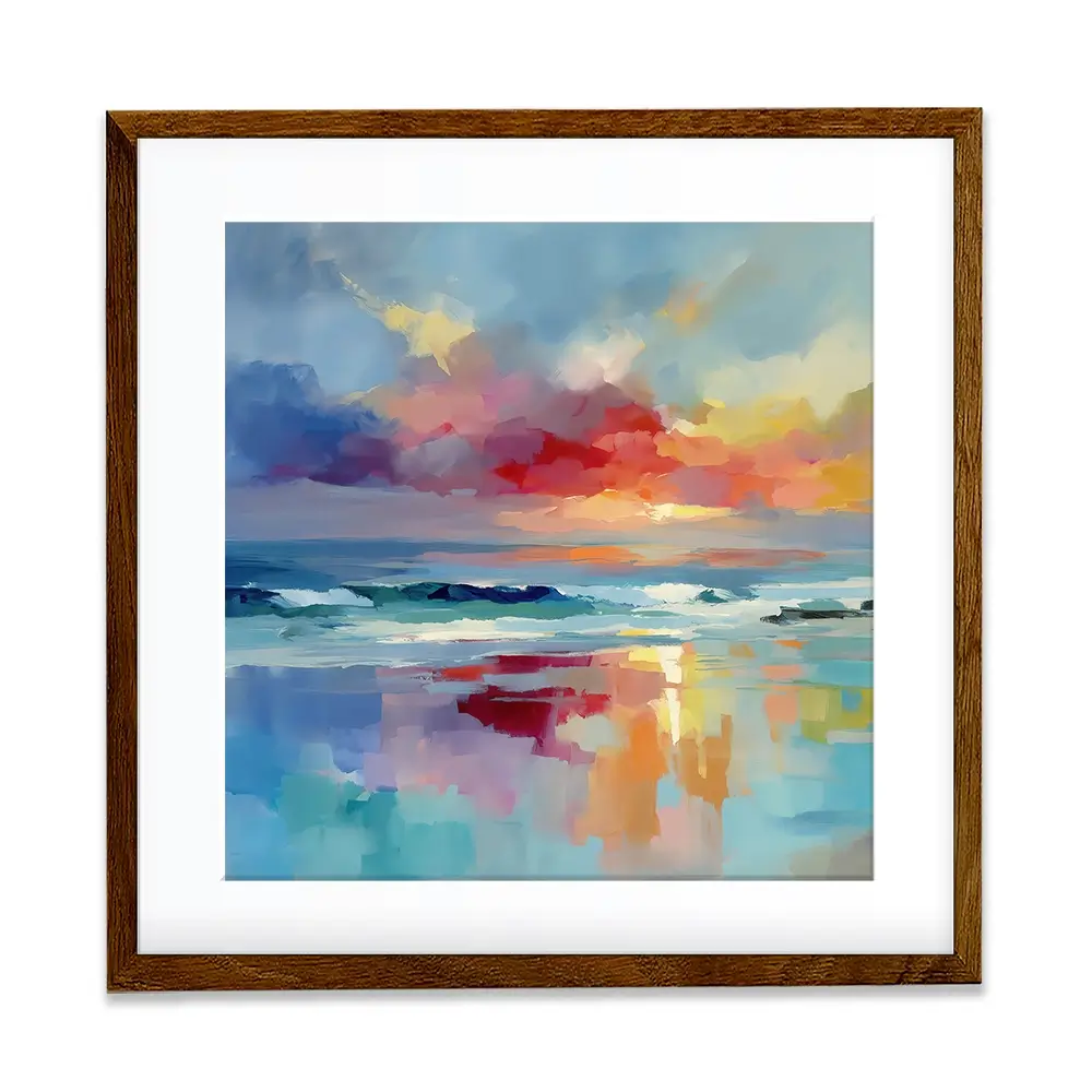 Colourful Ocean Shore Square Framed Art Print Colourful Ocean Shore Square Framed Art Print wall art product Leon Devenice