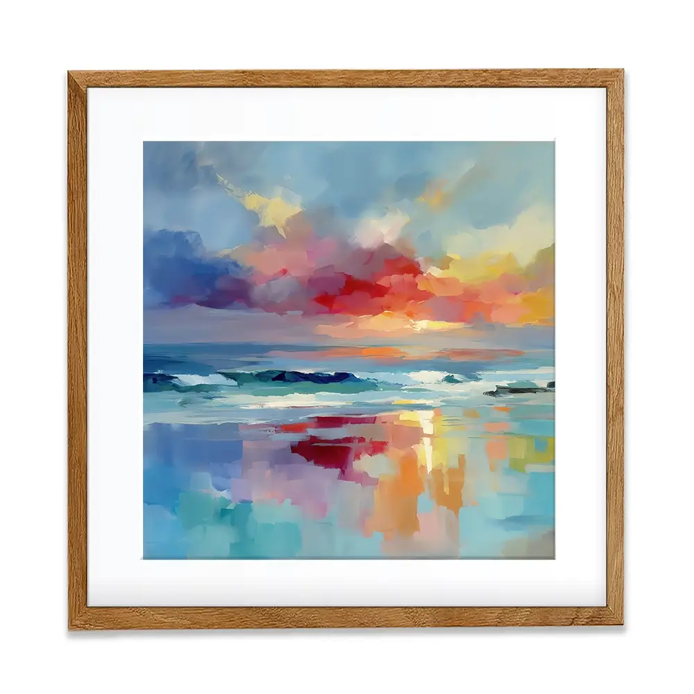 Colourful Ocean Shore Square Framed Art Print Colourful Ocean Shore Square Framed Art Print wall art product Leon Devenice