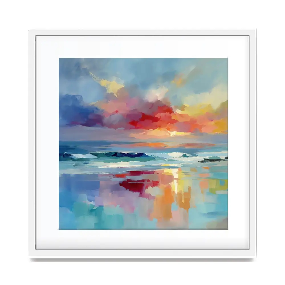 Colourful Ocean Shore Square Framed Art Print Colourful Ocean Shore Square Framed Art Print wall art product Leon Devenice