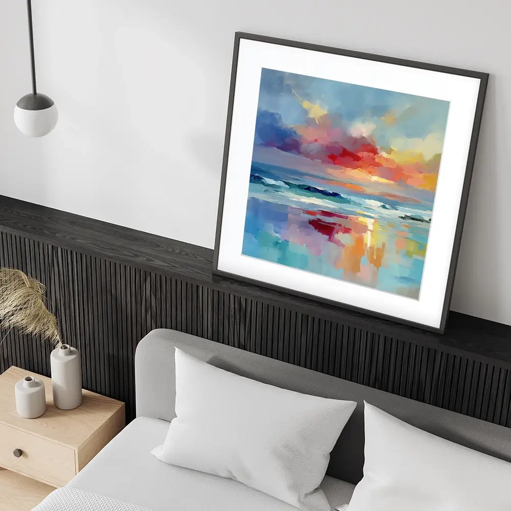 Colourful Ocean Shore Square Framed Art Print Colourful Ocean Shore Square Framed Art Print wall art product Leon Devenice