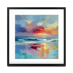 Colourful Ocean Shore Square Framed Art Print Colourful Ocean Shore Square Framed Art Print wall art product Leon Devenice