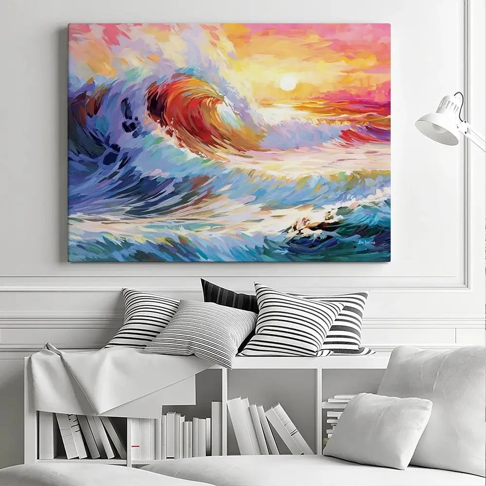 Colourful Ocean Waves In California Canvas Print Colourful Ocean Waves In California Canvas Print wall art product Leon Devenice