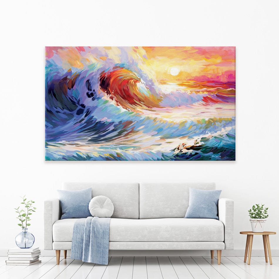 Colourful Ocean Waves In California Canvas Print wall art product Leon Devenice