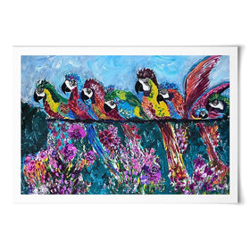Colourful Parrots Art Print Colourful Parrots Art Print wall art product Jo Mulligan