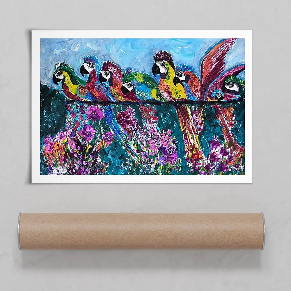 Colourful Parrots Art Print Colourful Parrots Art Print wall art product Jo Mulligan