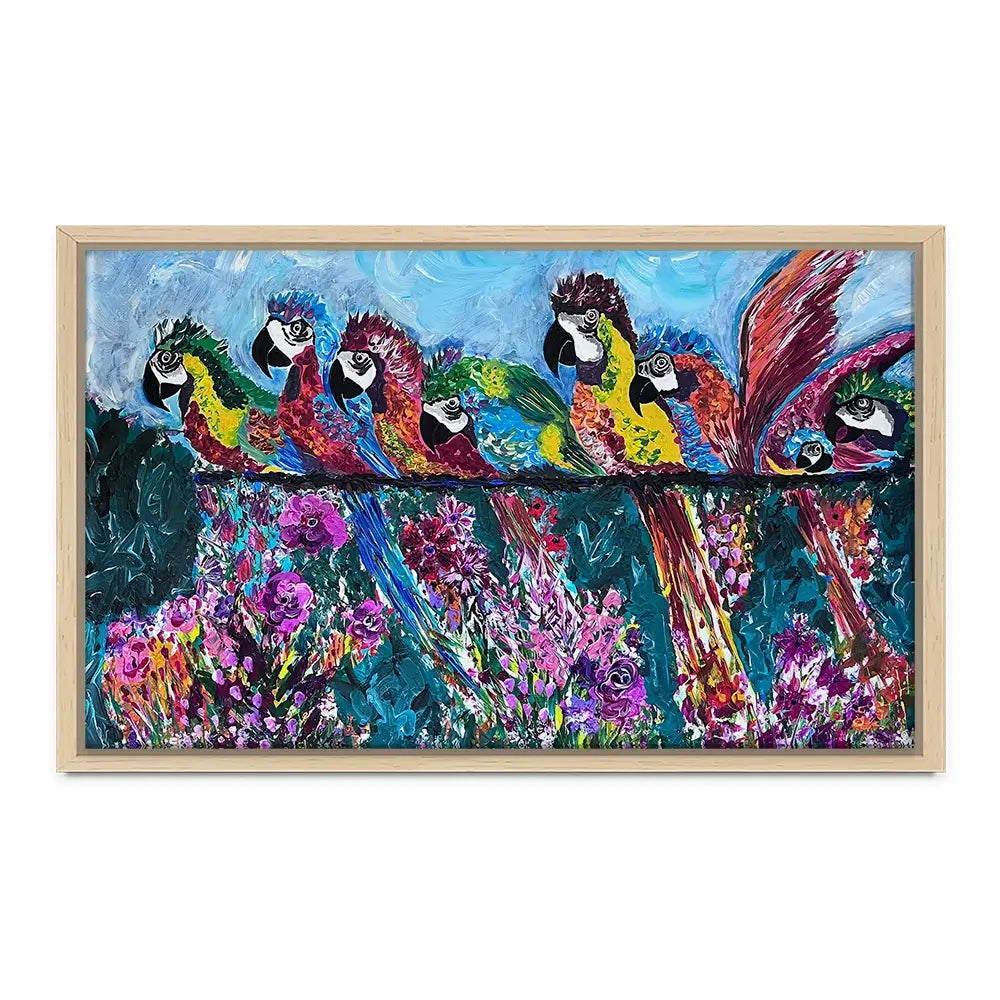 Colourful Parrots Canvas Print Colourful Parrots Canvas Print wall art product Jo Mulligan