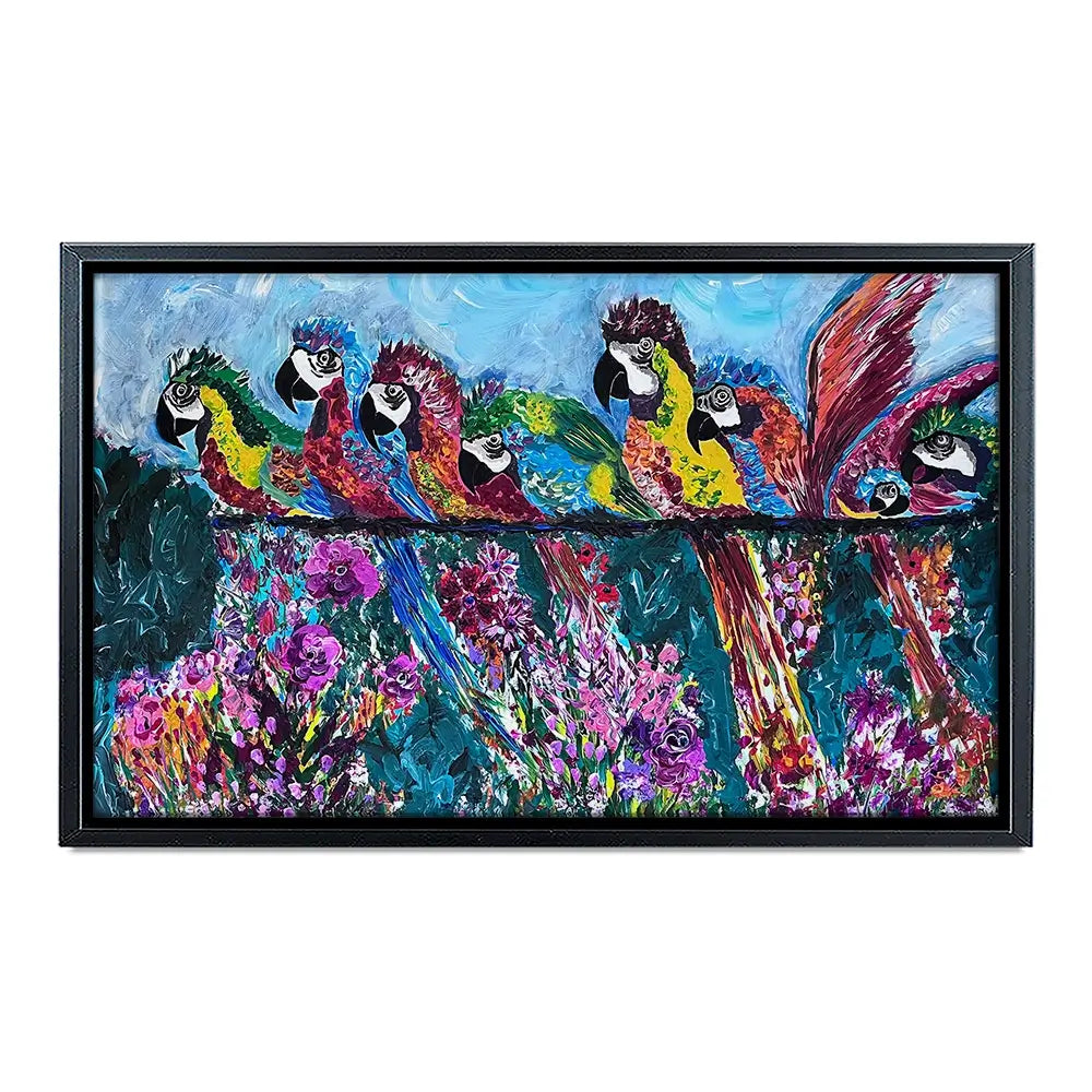 Colourful Parrots Canvas Print Colourful Parrots Canvas Print wall art product Jo Mulligan