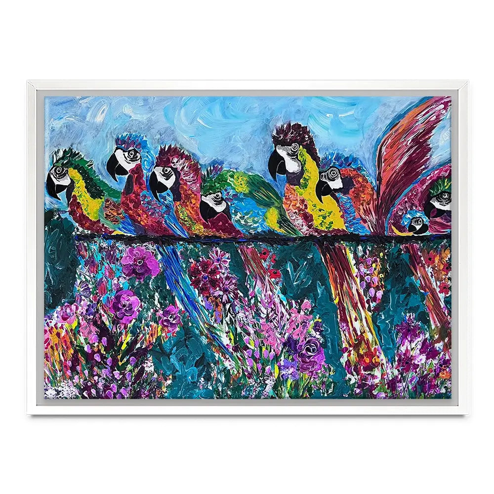Colourful Parrots Canvas Print Colourful Parrots Canvas Print wall art product Jo Mulligan