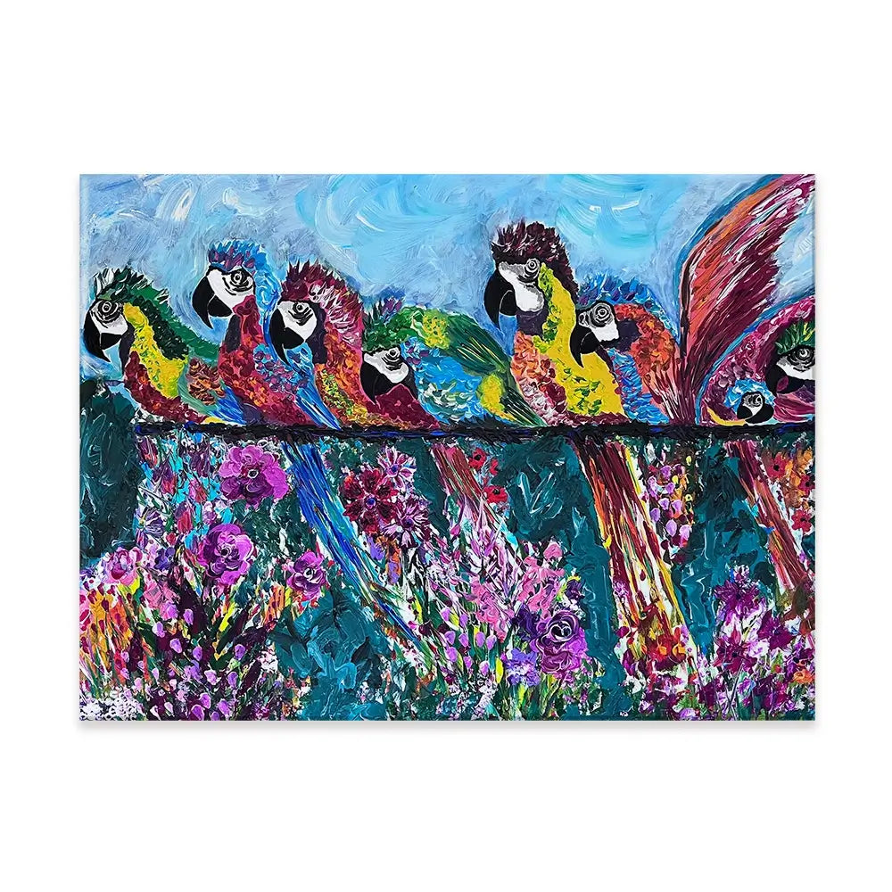 Colourful Parrots Canvas Print Colourful Parrots Canvas Print wall art product Jo Mulligan