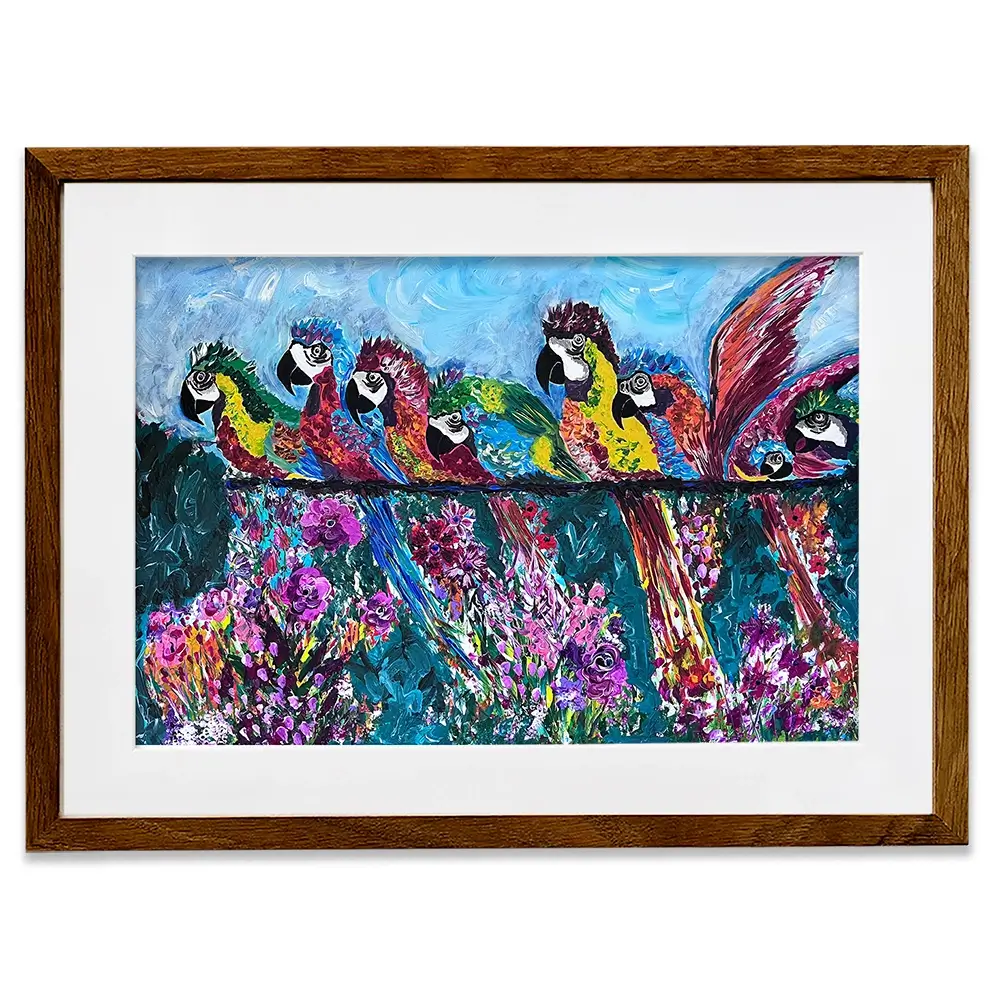 Colourful Parrots Framed Art Print Colourful Parrots Framed Art Print wall art product Jo Mulligan