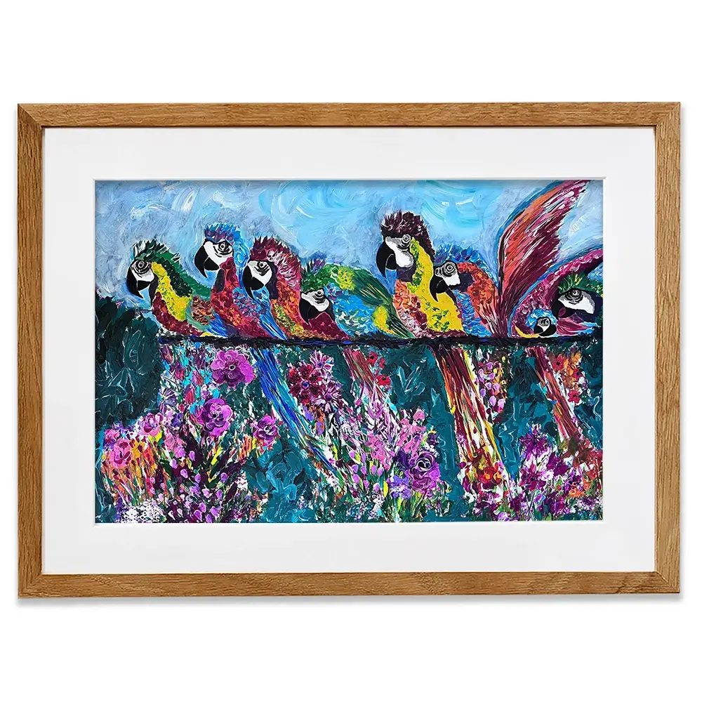 Colourful Parrots Framed Art Print Colourful Parrots Framed Art Print wall art product Jo Mulligan