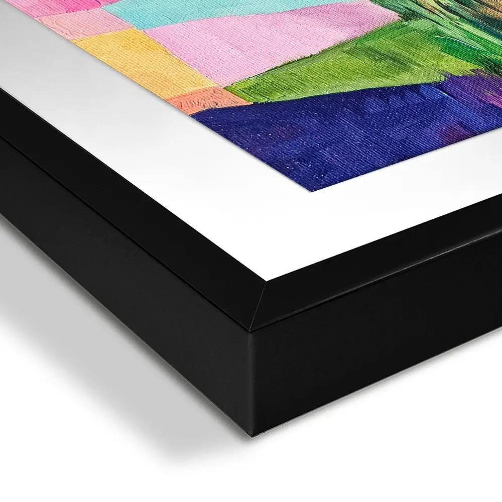 Colourful Patchwork Hills Square Framed Art Print Colourful Patchwork Hills Square Framed Art Print wall art product Tanya Ocean