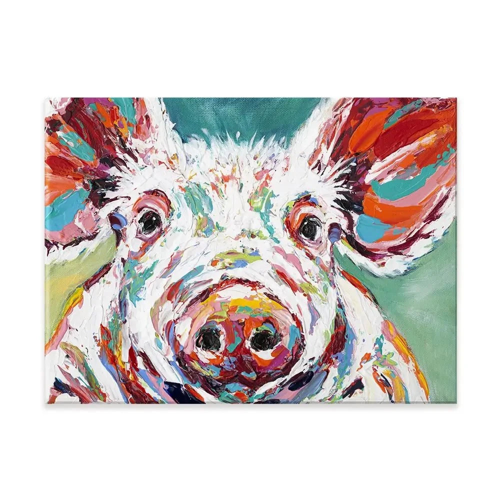 Colourful Piggy Canvas Print Colourful Piggy Canvas Print wall art product Carolee Vitaletti