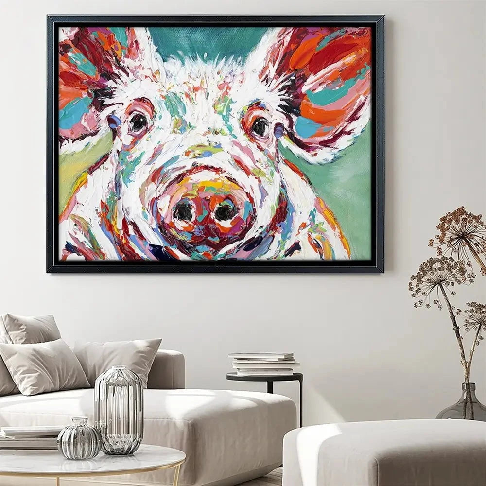 Colourful Piggy Canvas Print Colourful Piggy Canvas Print wall art product Carolee Vitaletti