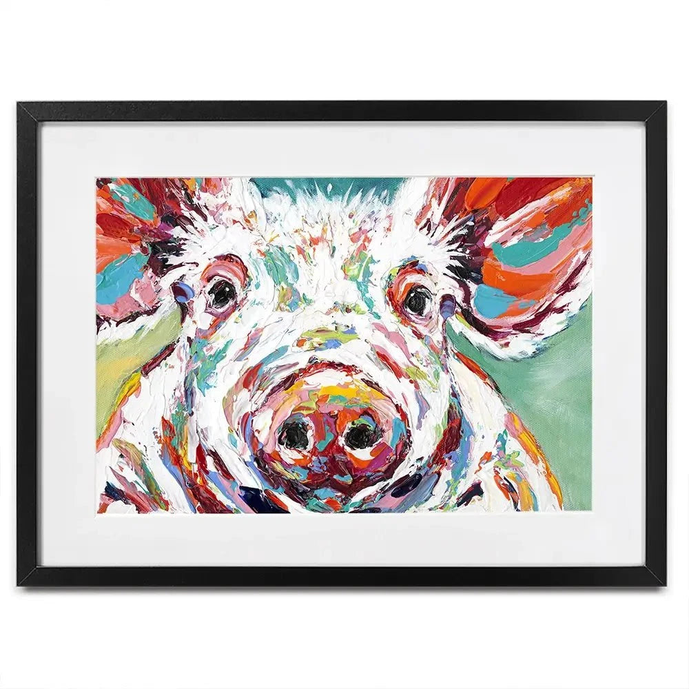 Colourful Piggy Framed Art Print Colourful Piggy Framed Art Print wall art product Carolee Vitaletti