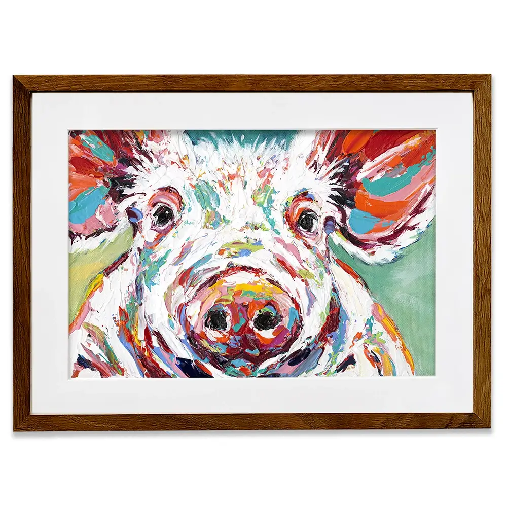 Colourful Piggy Framed Art Print Colourful Piggy Framed Art Print wall art product Carolee Vitaletti