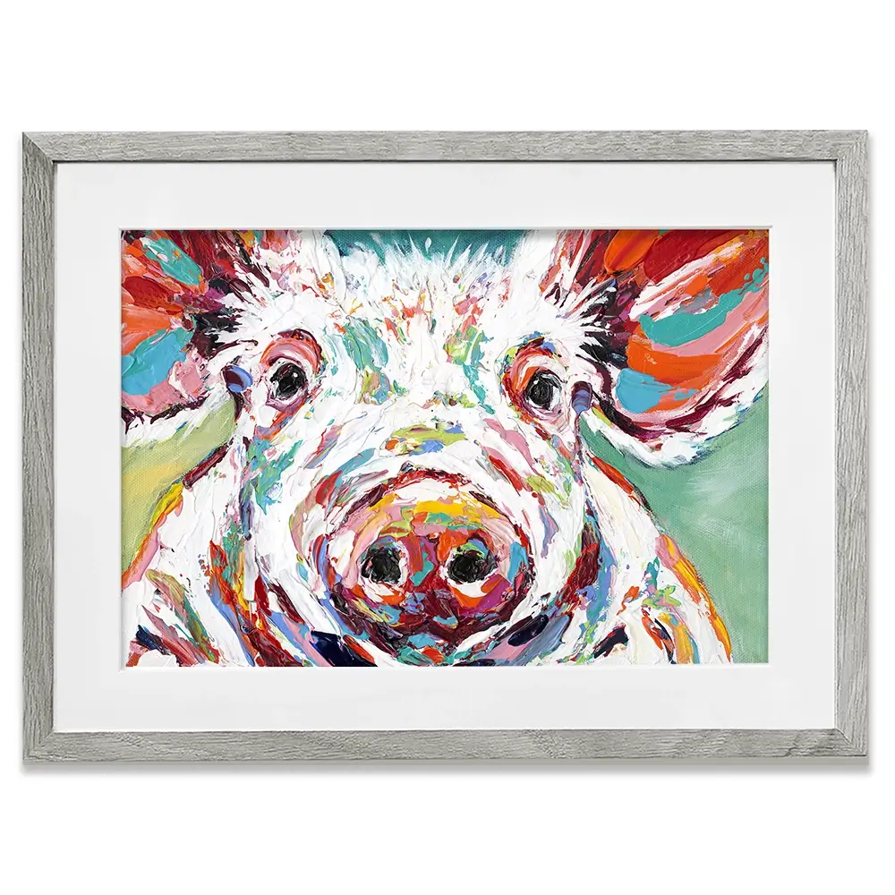 Colourful Piggy Framed Art Print Colourful Piggy Framed Art Print wall art product Carolee Vitaletti
