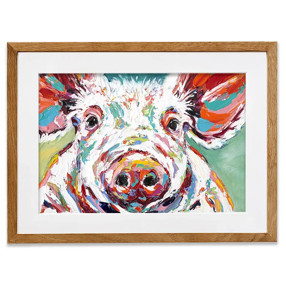 Colourful Piggy Framed Art Print Colourful Piggy Framed Art Print wall art product Carolee Vitaletti