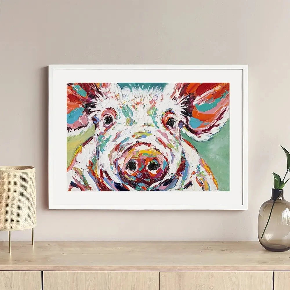 Colourful Piggy Framed Art Print Colourful Piggy Framed Art Print wall art product Carolee Vitaletti