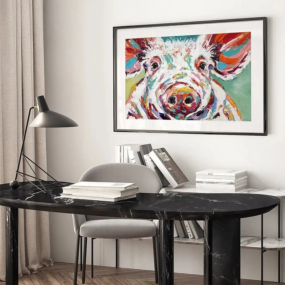 Colourful Piggy Framed Art Print Colourful Piggy Framed Art Print wall art product Carolee Vitaletti