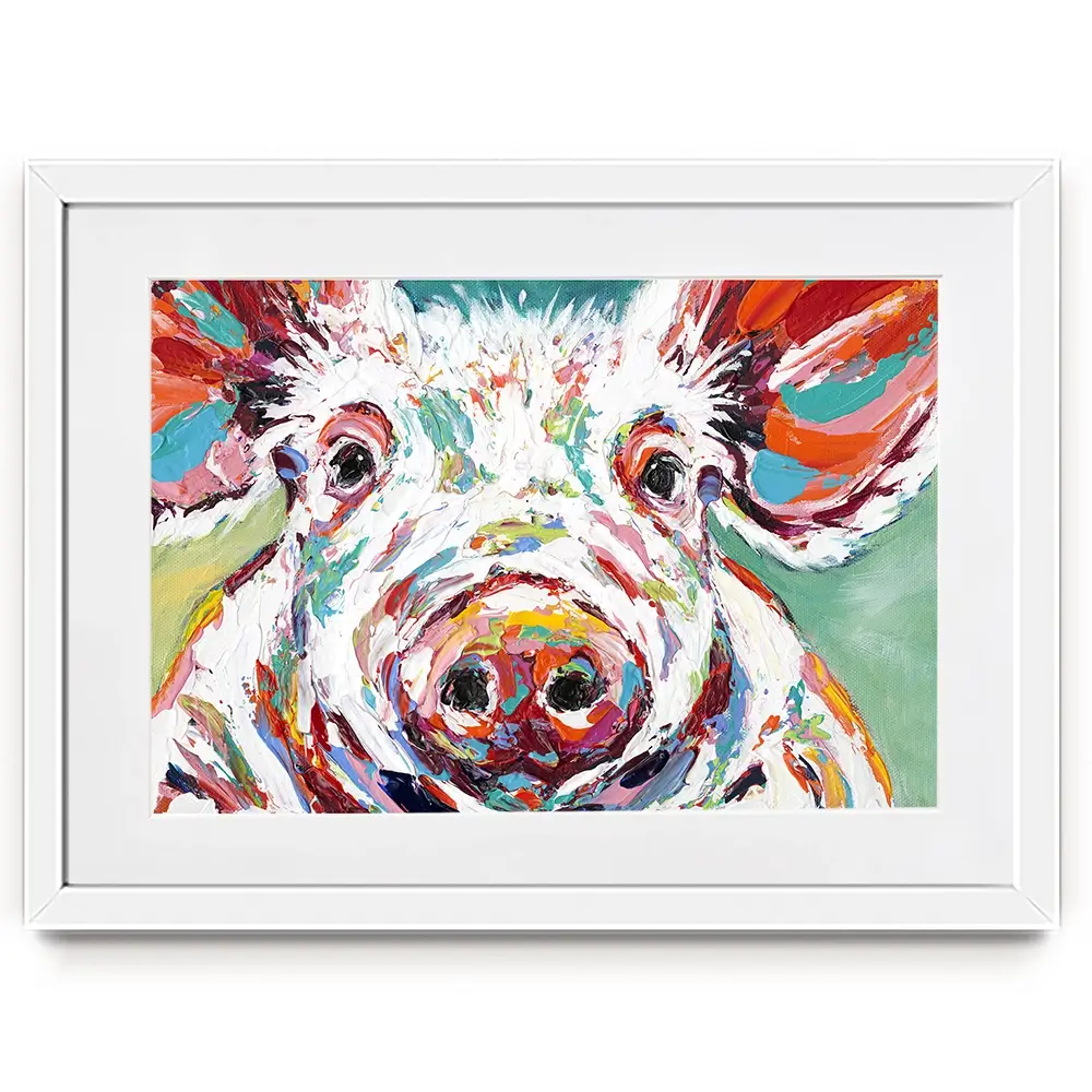 Colourful Piggy Framed Art Print Colourful Piggy Framed Art Print wall art product Carolee Vitaletti