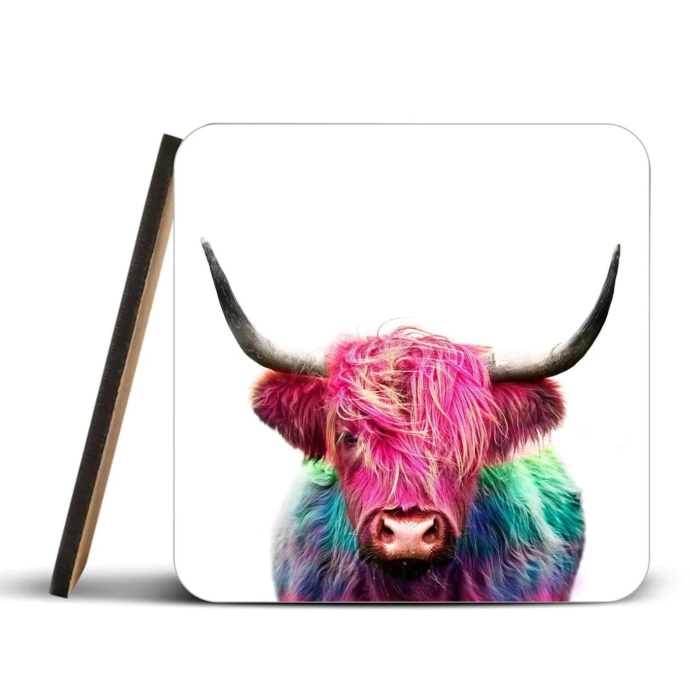 Colourful Pink Highland Cow Coaster Set Colourful Pink Highland Cow Coaster Set wall art product Patricia Chumillas / Shutterstock