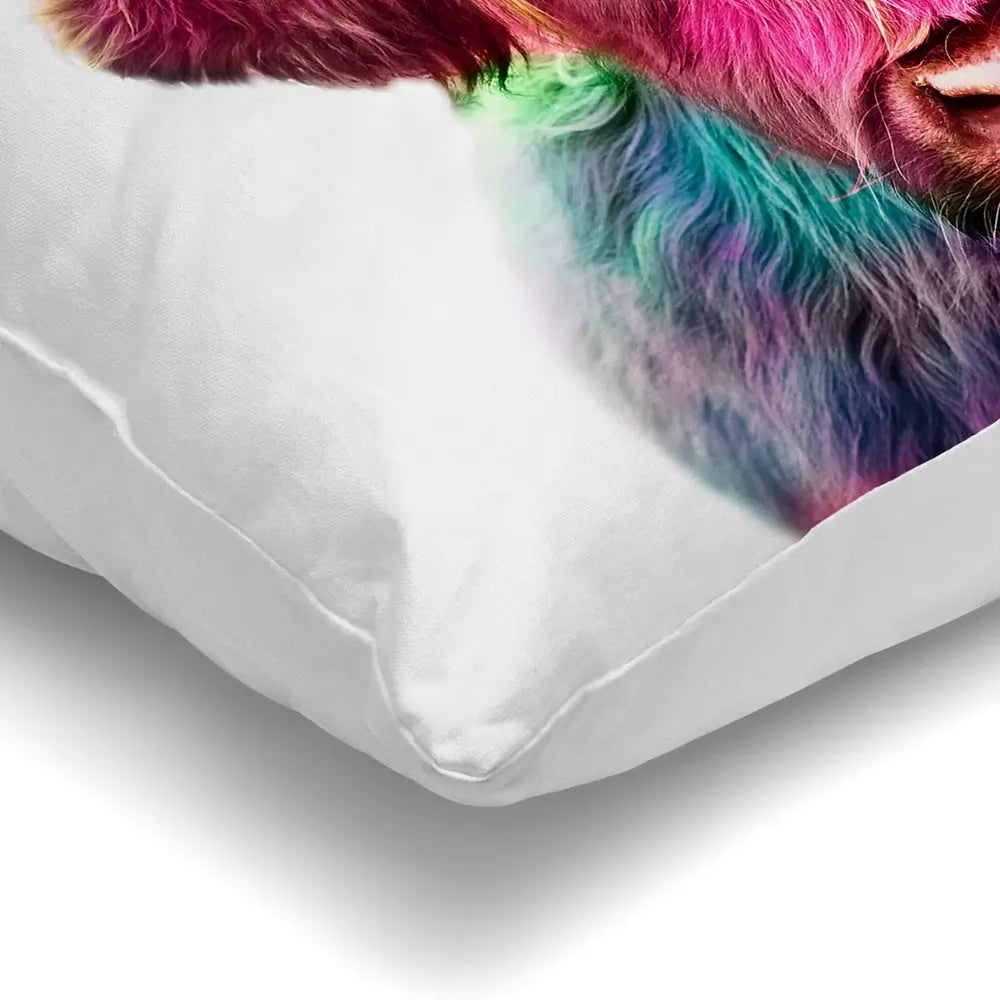 Colourful Pink Highland Cow Cushion Colourful Pink Highland Cow Cushion wall art product Art Print Shop