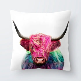 Colourful Pink Highland Cow Cushion Colourful Pink Highland Cow Cushion wall art product Art Print Shop