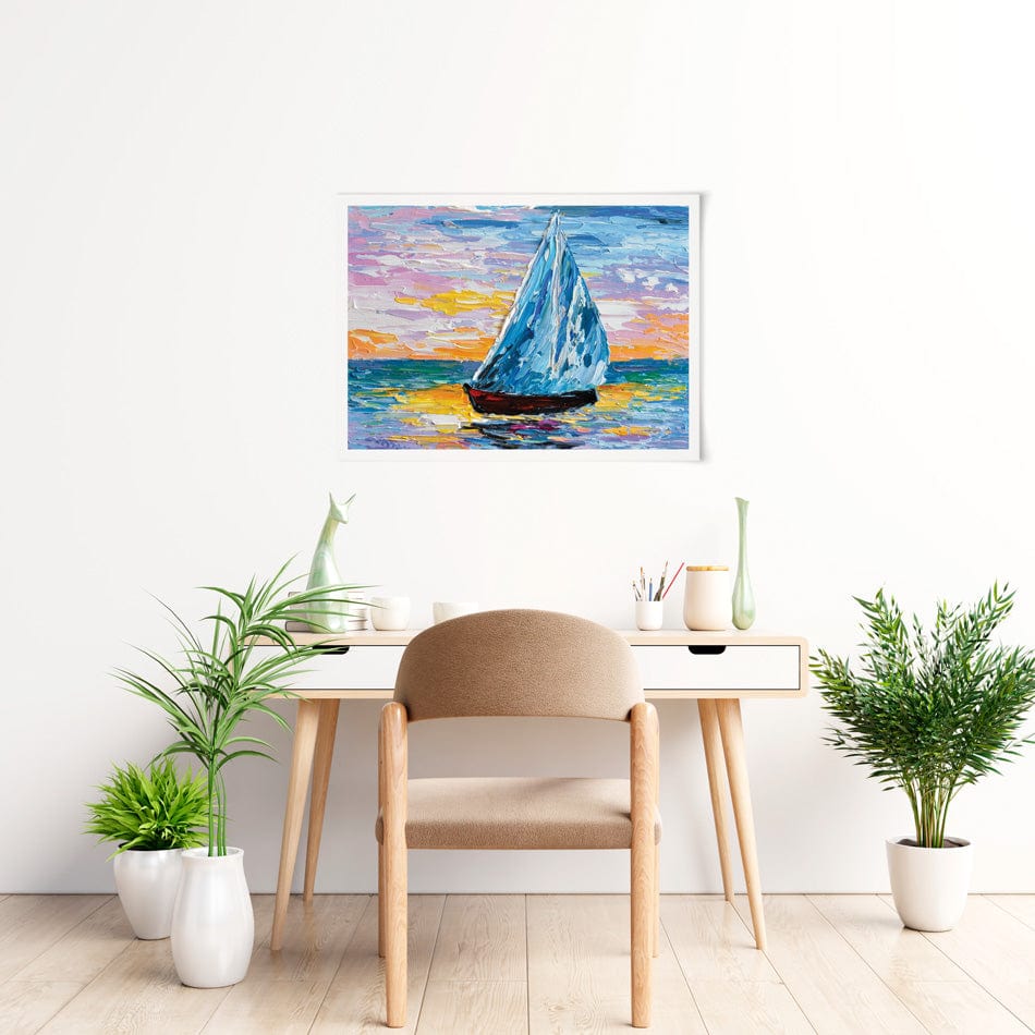 Colourful Sailing Boat Art Print wall art product Olga Tkachyk