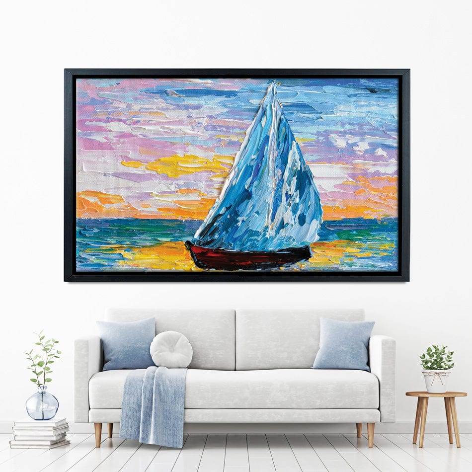 Colourful Sailing Boat Canvas Print wall art product Olga Tkachyk