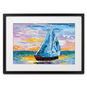 Colourful Sailing Boat Framed Art Print wall art product Olga Tkachyk