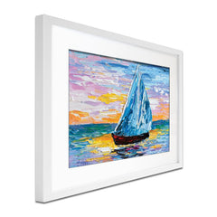 Colourful Sailing Boat Framed Art Print wall art product Olga Tkachyk