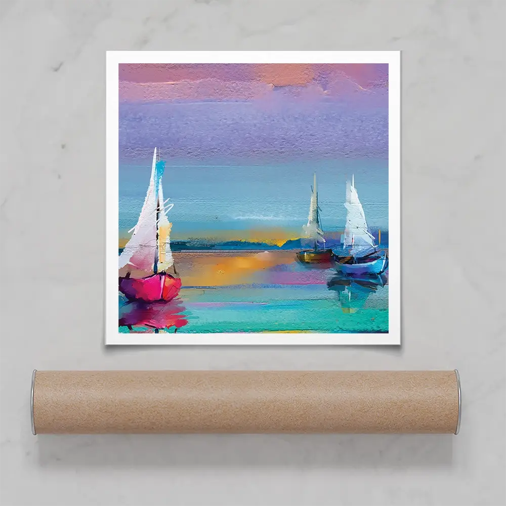 Colourful Sailing Boats Square Art Print Colourful Sailing Boats Square Art Print wall art product pluie_r / Shutterstock