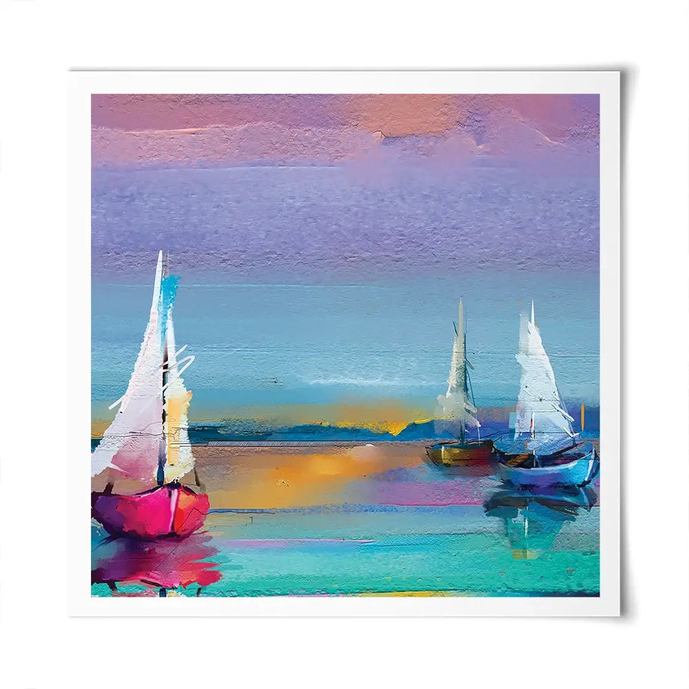 Colourful Sailing Boats Square Art Print Colourful Sailing Boats Square Art Print wall art product pluie_r / Shutterstock