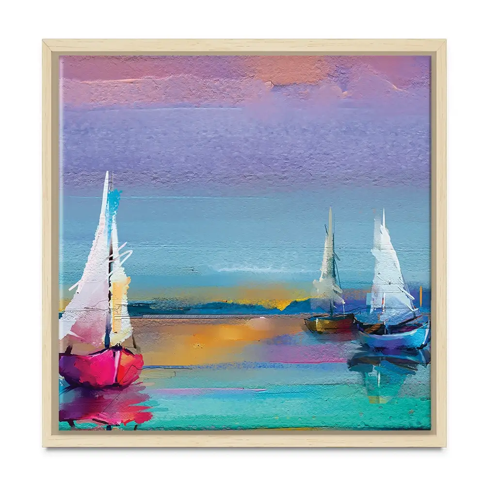 Colourful Sailing Boats Square Canvas Print Colourful Sailing Boats Square Canvas Print wall art product pluie_r / Shutterstock