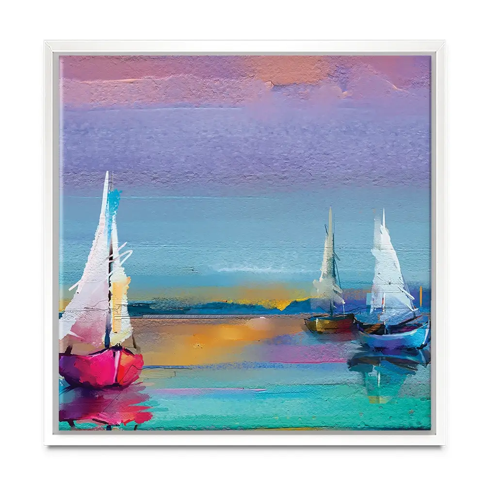 Colourful Sailing Boats Square Canvas Print Colourful Sailing Boats Square Canvas Print wall art product pluie_r / Shutterstock