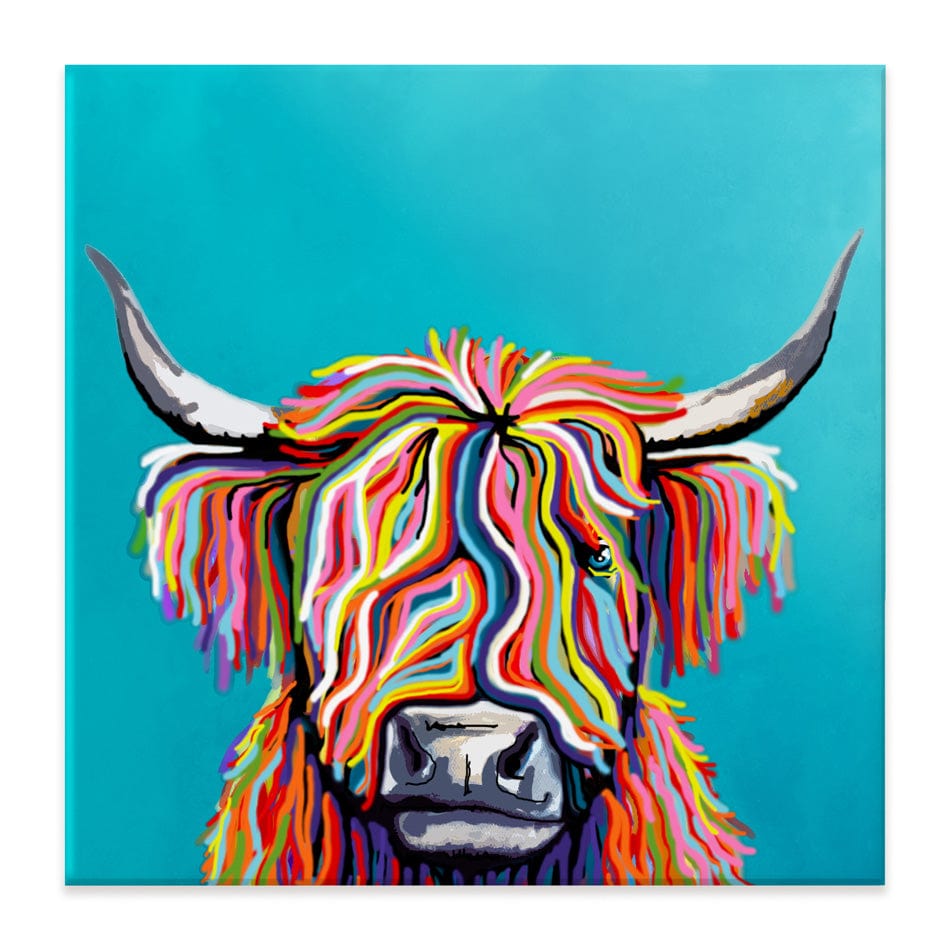 Colourful Scottish Cow Canvas Print wall art product Independent