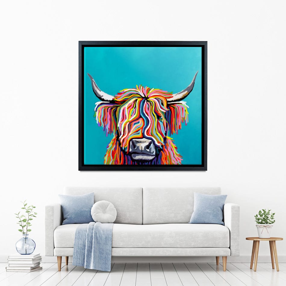 Colourful Scottish Cow Canvas Print wall art product Independent